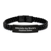 Teller Gifts, Funny Quote Interlaced Leather Bracelet, Gifts from Friends to Teller, Unique Graduation Gifts for Men - Image 1
